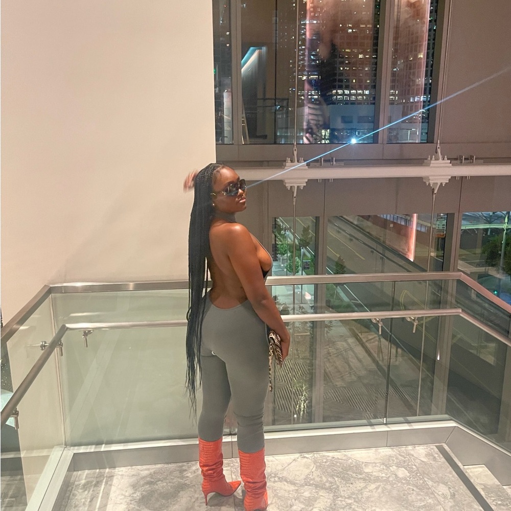 Greenish gray jumpsuit
